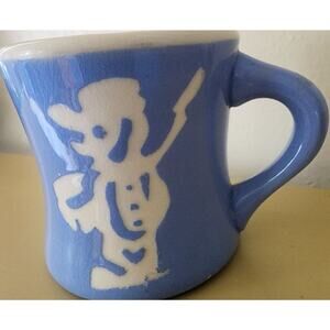 3 Inch Harker Cameoware Childs Kids Mug Soldier Circus Elephant Blue Cream Vtg